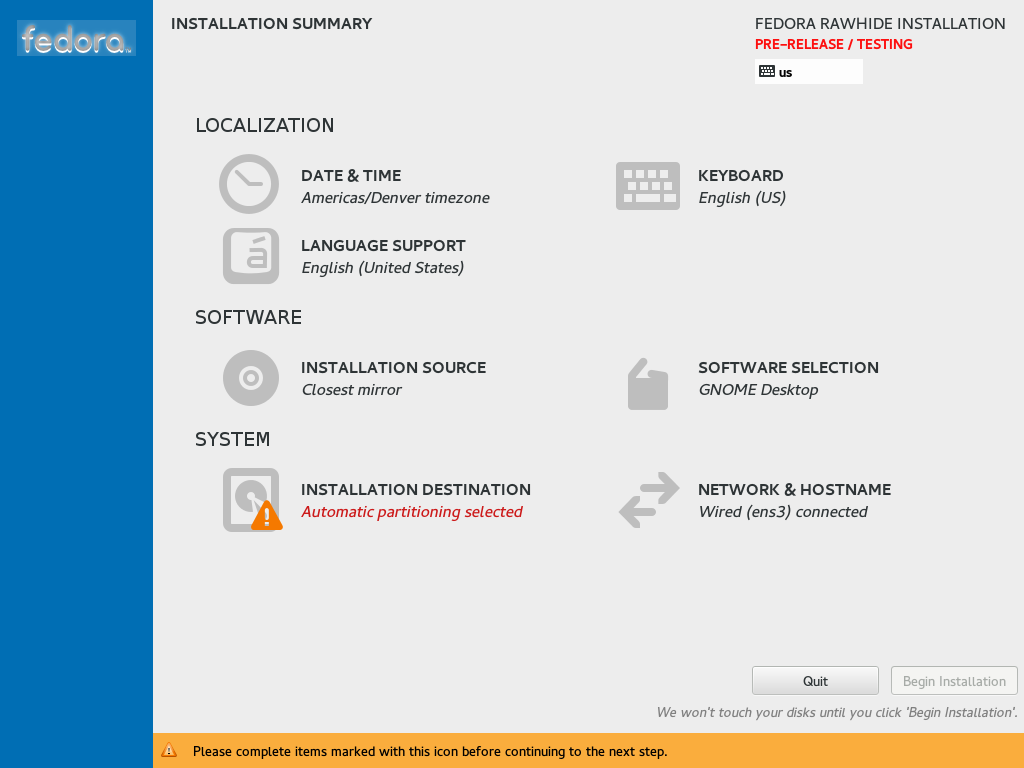 Installation Summary